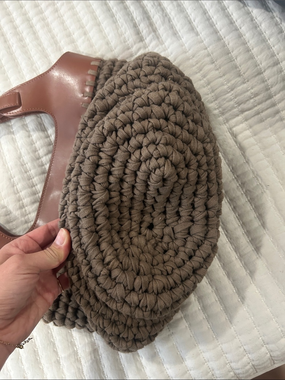 Free People Woven Bag in Olive Brown - Stylish Everyday Carry - Picture 5 of 9
